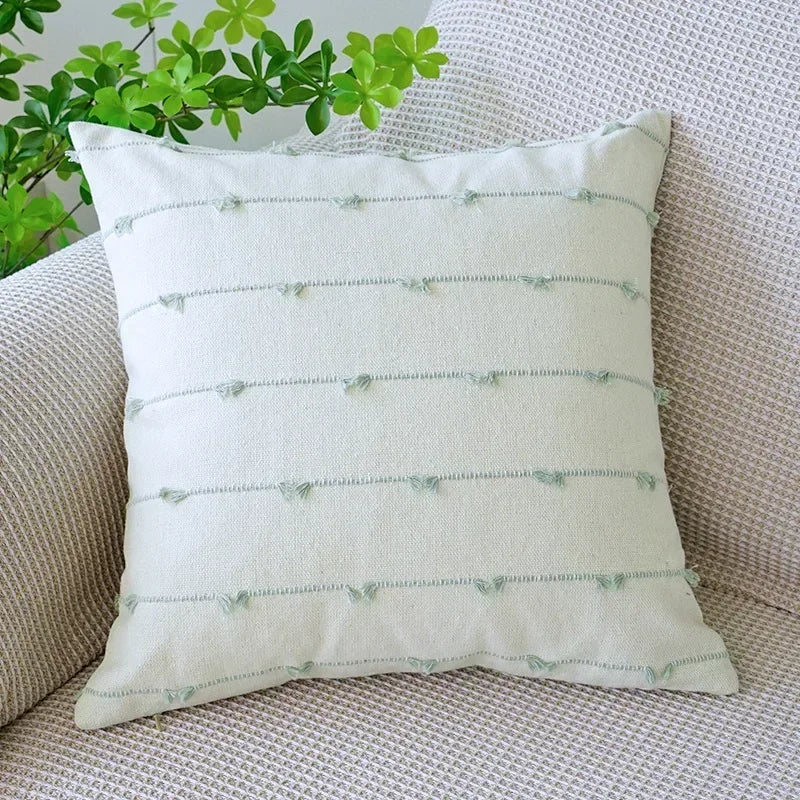 Modern Striped Cotton Linen Cushion Cover 45x45cm | Jacquard Sofa Pillow Case