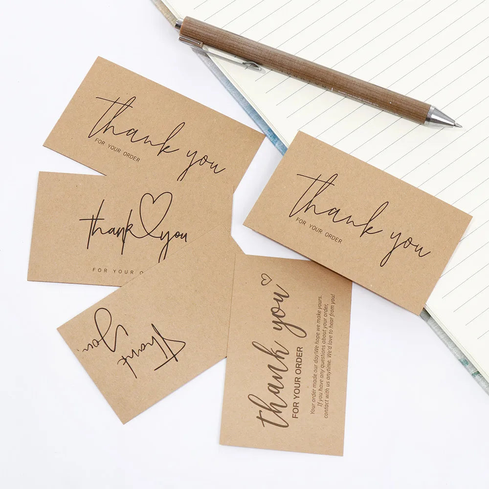 30PCS Online Retail Cardstock Package "Thank You For Your Order" Postcards Greeting Labels Kraft Paper Cards Express Appreciate