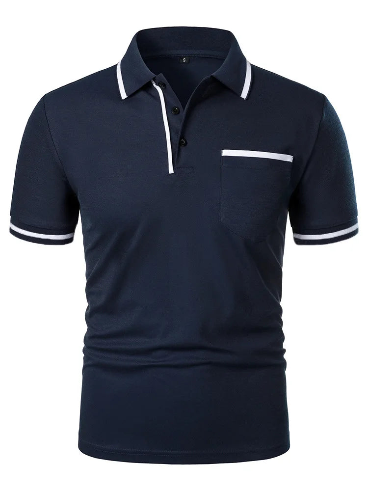 Men's Performance Polo Shirt — CoolMax Quick-Dry, Zipper Pocket & Breathable Mesh