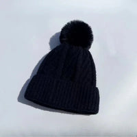 Gorro Invierno Mujer Pompón Piel - Tejido Twist Plush Beanie Ski Snow Cálido
