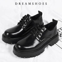 Men's Genuine Leather Platform Derby Shoes - Waterproof Casual Loafers