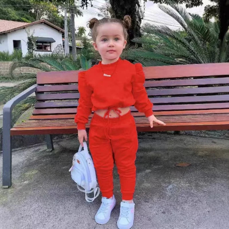 Girls Fall Sport Set | Crop Top + Jogger Pants 1–7Y