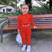 Girls Fall Sport Set | Crop Top + Jogger Pants 1–7Y
