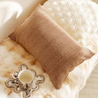 French Light Luxury Forest Jacquard Cushion Cover | Brown Patchwork Pillow Case