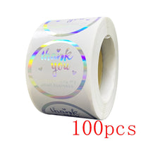 50-500pcs Rainbow Laser Thank You Stickers 1 Inch White Thank You Small Business Sticker For Crafts Gift Packaging