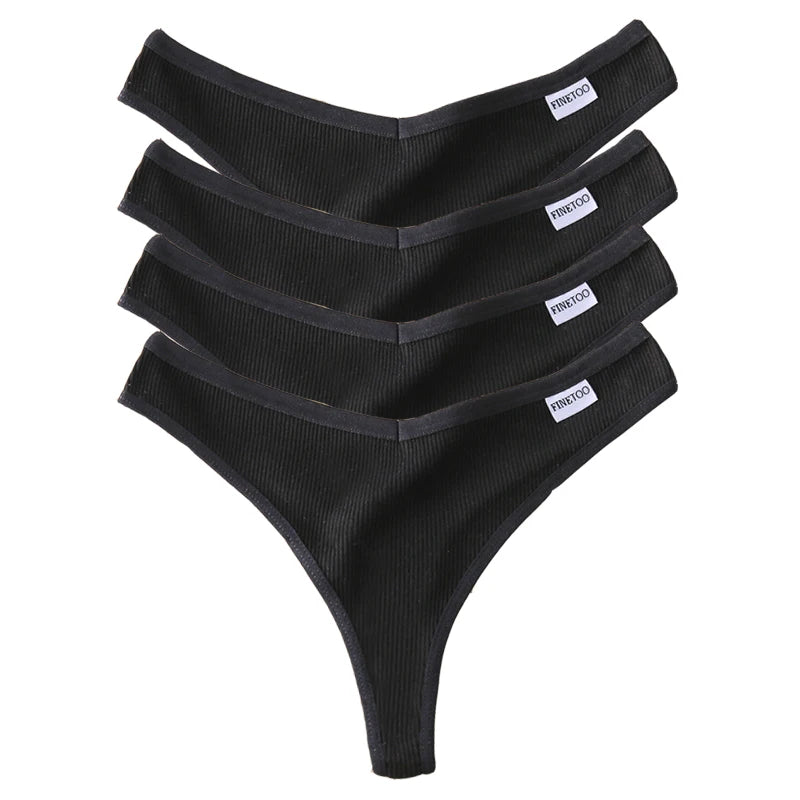Set de 4 Panties de Algodón Talle V - Tanga G-String FINETOO