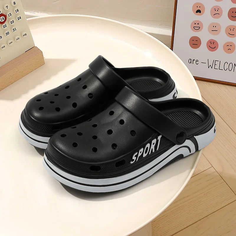Unisex Perforated Platform Slides - Thick Sole Anti-Slip Summer Sandals