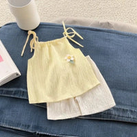 Girls Korean-Style Floral Vest & Shorts Set, 4–6Y