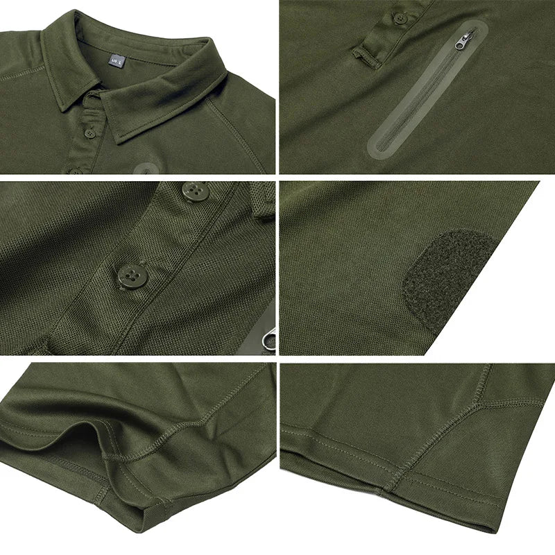 Men's Tactical Polo Shirt — Lightweight, Quick-Dry with Zip Pocket | Outdoor & Golf