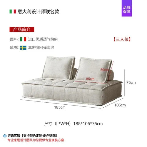 Nordic Luxury Modular Sectional Sofa - Designer Square Lazy Puffs