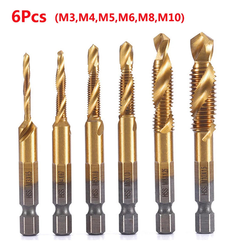 HSS Titanium Metric Tap Drill Bits Set | M3–M10 Thread Taps