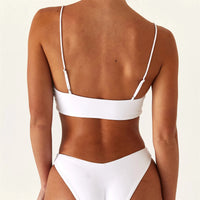Bikini Push Up de Color Sólido - Conjunto de Dos Piezas con Talle Alto