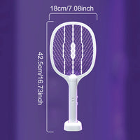 2 in 1 Electric Fly Swatter Handheld Fly Killer and Mosquito Trap Lamp Safe Rechargeable for Home Office Backyard Patio Camping