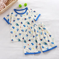 Kids Summer Animal Pajama Set - Short Sleeve Cartoon Sleepwear