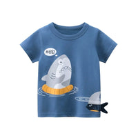 Boys Summer Cartoon Stripe T-Shirt | Short Sleeve Kids Tee Ages 2–9 Years