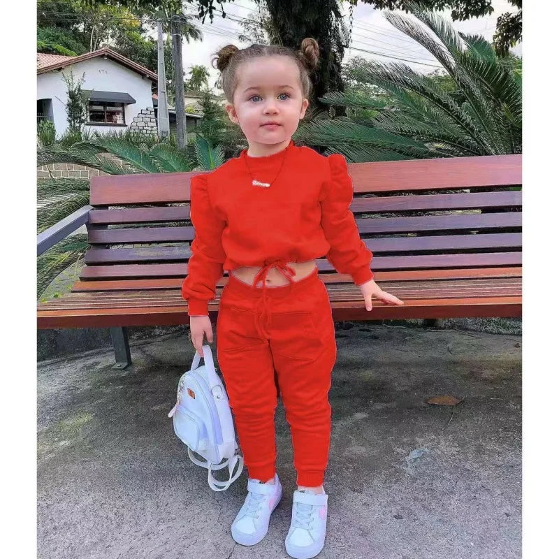 Girls Fall Sport Set | Crop Top + Jogger Pants 1–7Y