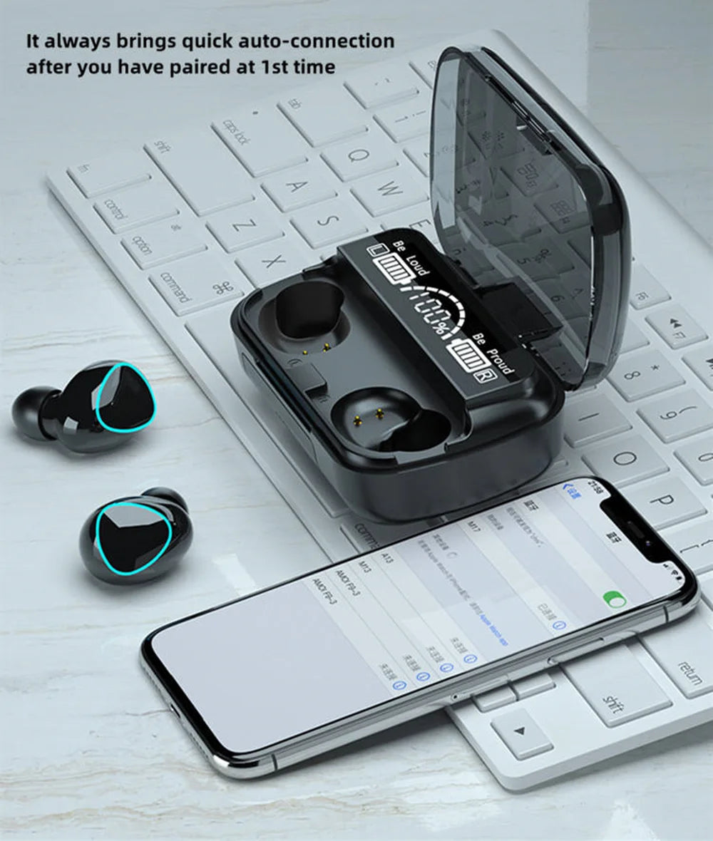 TWS Wireless Earbuds with Power Bank Charging Case – Sport & Gaming Bluetooth Headphones