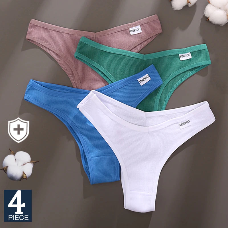 Set de 4 Panties de Algodón Talle V para Mujer