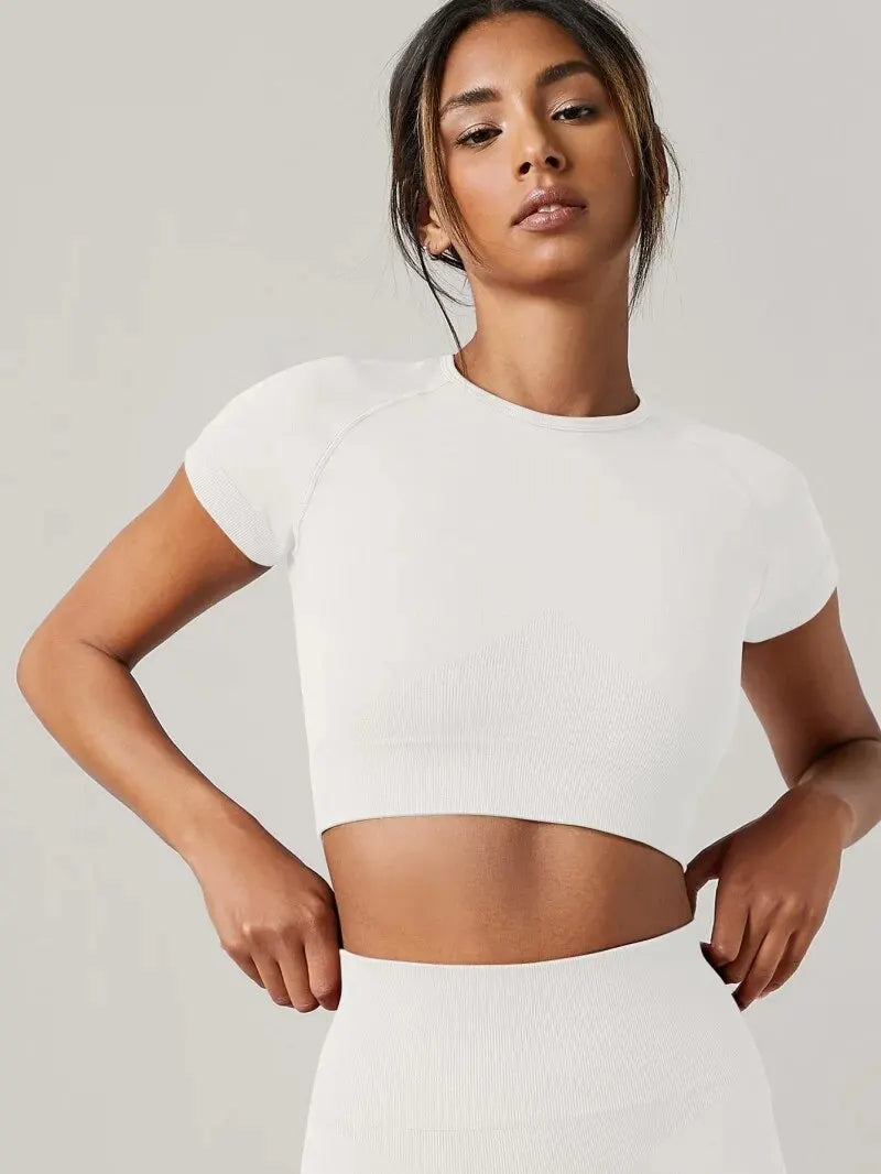 Women's Seamless Yoga Top | Quick-Dry Short Sleeve Fitness Shirt | S–L