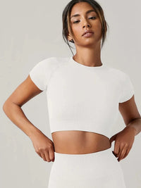 Women's Seamless Short Sleeve Yoga Top – Quick Dry Activewear | Gym, Running & Fitness Shirt