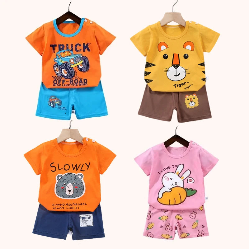 Kids Cotton T-Shirt and Shorts Set – Animal Print