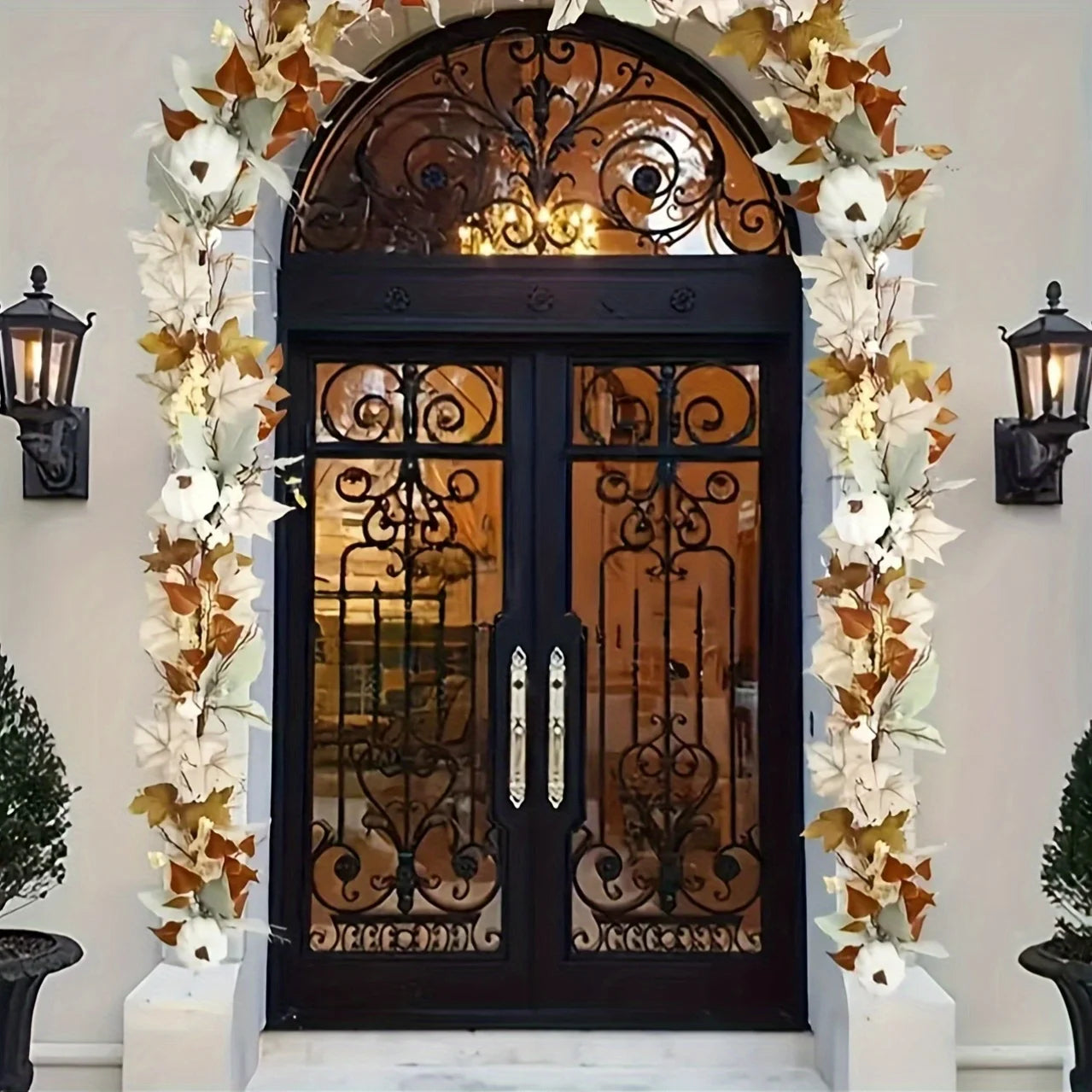 1set Autumn Maple Leaf & Pumpkin Wreath - Perfect for Christmas, and Fall Decor, Festive Wall Hanging