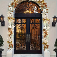 1set Autumn Maple Leaf & Pumpkin Wreath - Perfect for Christmas, and Fall Decor, Festive Wall Hanging