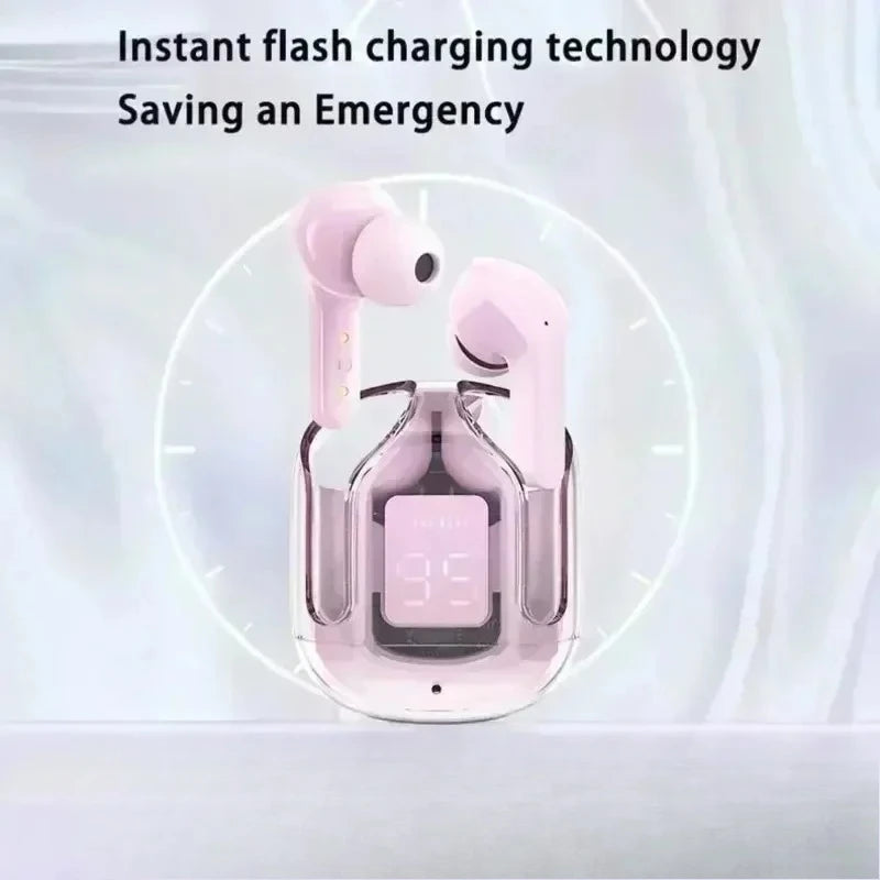 LS T6 ANC TWS Earphones | Bluetooth 5.3 Active Noise Cancelling 20H Battery Fast Charge LED Display Transparent Case
