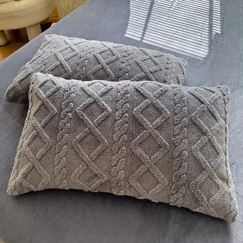 Velvet Geometric Pillowcase 48x74cm | 500TC Soft Twill Pillow Cover