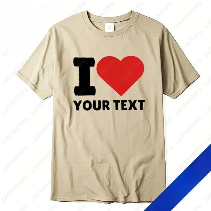 Unisex Custom "I Love" Text T‑Shirt, Polyester