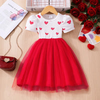 Heart Print Mesh A-Line Dress – Sweet Princess Summer Dress for Girls Ages 2–7