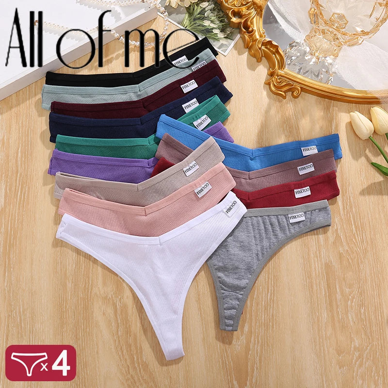 Set de 4 Panties de Algodón Talle V - Tanga G-String FINETOO