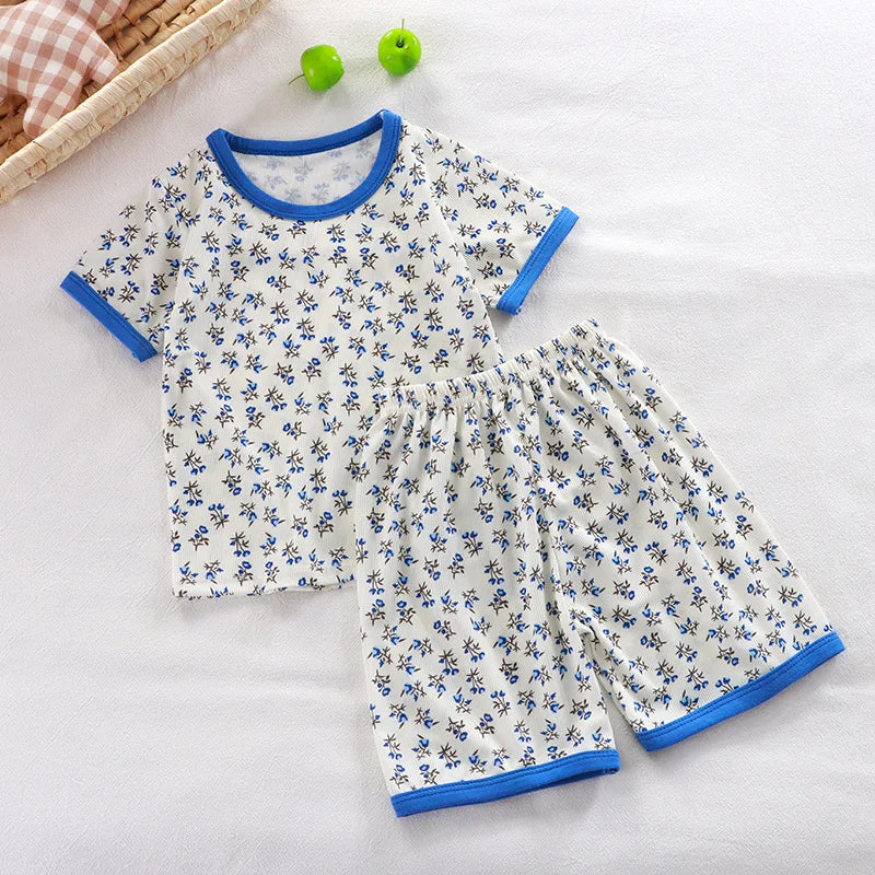 Kids Summer Animal Pajama Set - Short Sleeve Cartoon Sleepwear