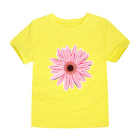 Girls Clothes 2 to 3 4 5 6 7 8 9 10 11 12 13 14 Years 100% Cotton 2024 Summer T Shirts Yellow Butterfly Floral Tee Shirt Tops