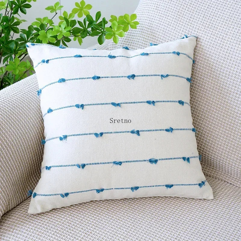 Modern Striped Cotton Linen Cushion Cover 45x45cm | Jacquard Sofa Pillow Case