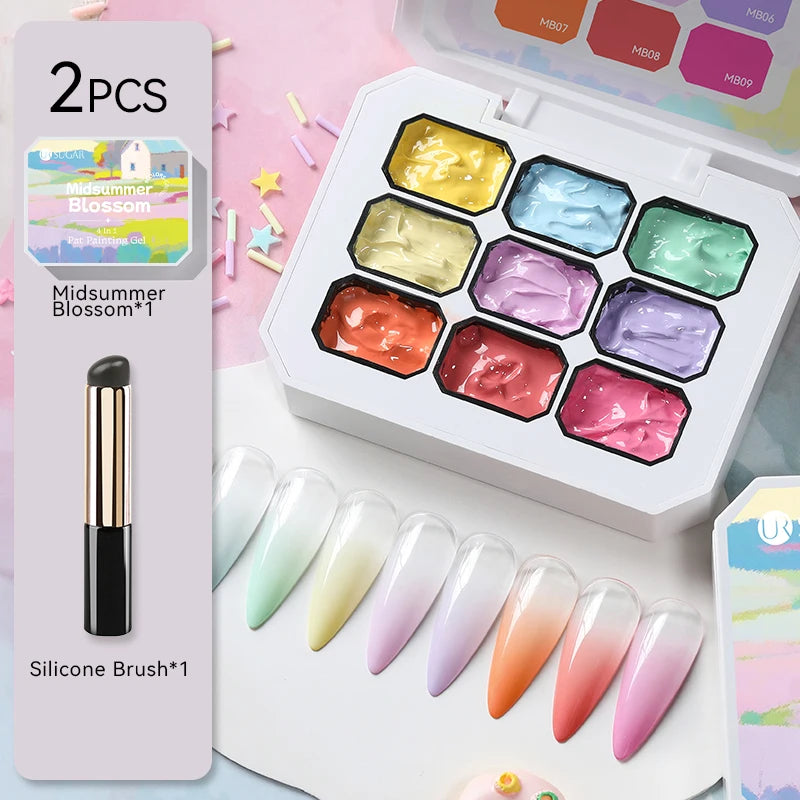 UR SUGAR 4-in-1 Ombre Gel Nail Polish – 9 Colors Pat Painting Gel | Gradient French Nail Art UV LED