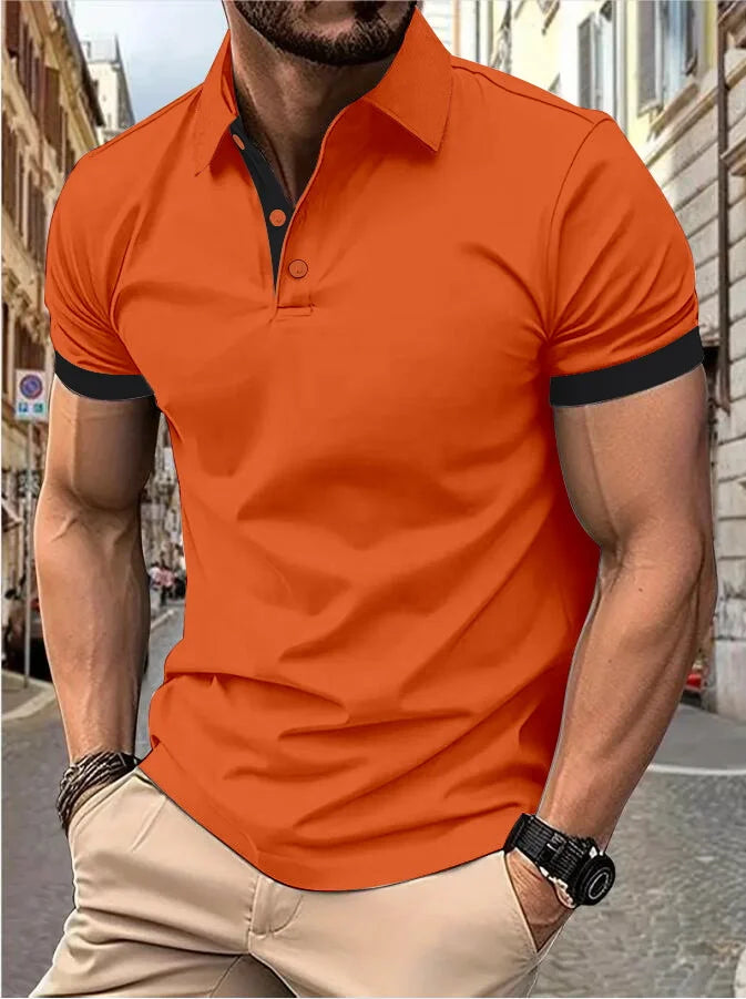 Men's Color Block Polo Shirt – Short Sleeve Casual Summer Top