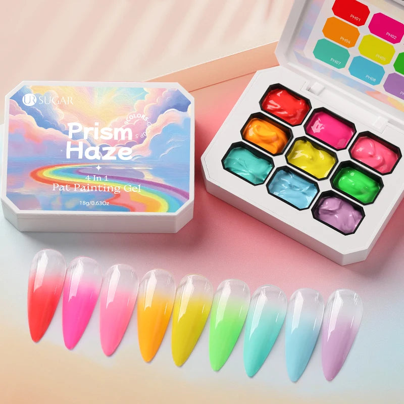 9-Color French Pat Gel Nail Polish Set – 4-in-1 UV/LED | Gradient, Stamping & Painting | DIY & Pro