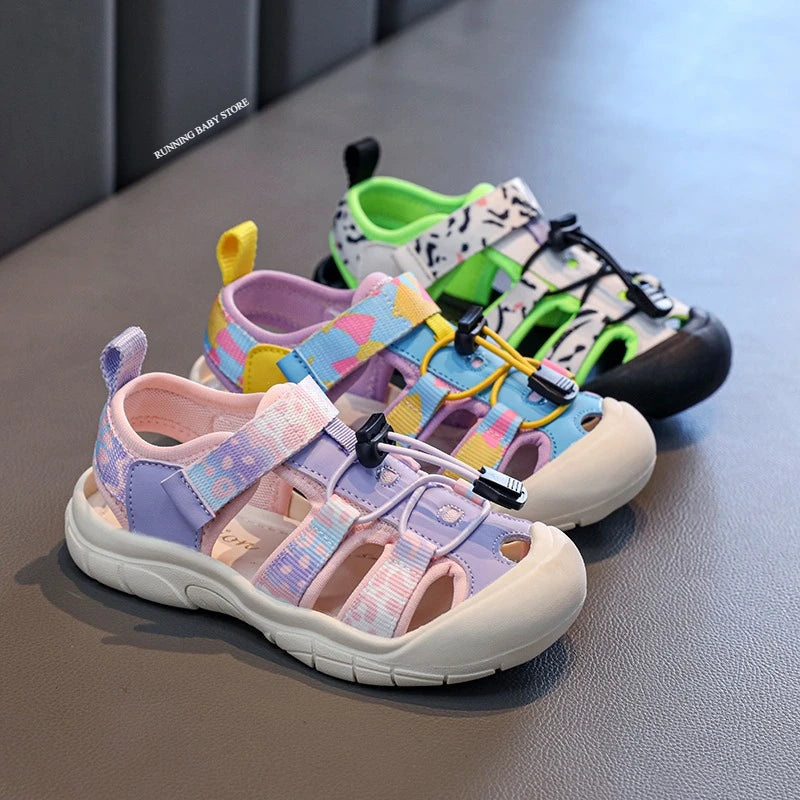 Jiiyello Camouflage Sports Sandals - Toe Protection Water Shoes for Kids