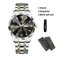 Men Watch Water Diamond Luxury Night Glow Double Calendar Quartz Movement 41mm Blue Gold Stainless Steel Fashion Business Watch