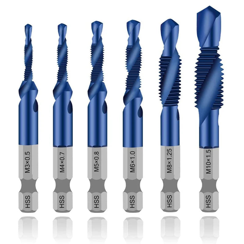 HSS Titanium Metric Tap Drill Bits Set | M3–M10 Thread Taps