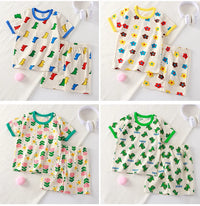 Kids Cartoon Summer Pajama Set - Cotton Blend 2-Piece Sleepwear