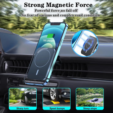 Magnetic Car Wireless Charger For iPhone 12 13 14 15 Pro Max Mini Magnetic Car Phone Holder Stand Mount Fast Charging Station