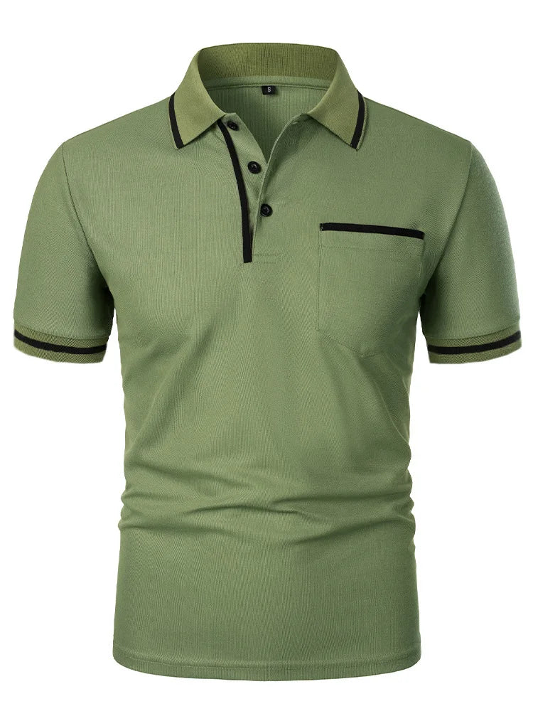 Men's Performance Polo Shirt — CoolMax Quick-Dry, Zipper Pocket & Breathable Mesh