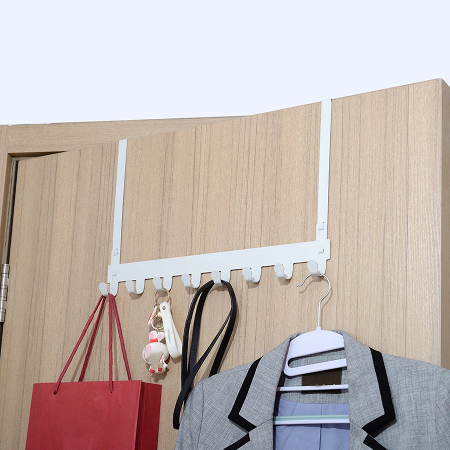 8-Hook Over-the-Door Organizer Rack – No-Drill Hanger for Coats, Towels & More