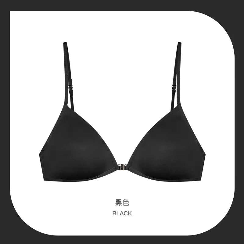 French Triangle Front-Closure Push-Up Bra | Wireless Seamless Lingerie