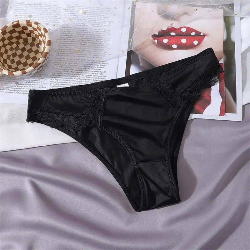 Women's Silky Lace G-String Thong – Breathable Low-Rise Cotton Underwear