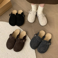 Pantuflas de Fieltro con Base de Corcho para Mujer - Zuecos Cerrados Cálidos con Forro de Felpa