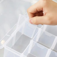 15-Grid Plastic Organizer Box with Dividers — Clear Storage for Jewelry, Crafts, Beads & More