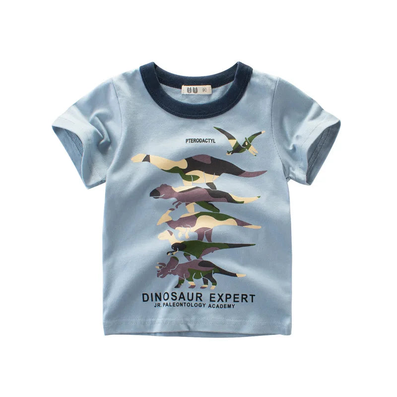 Boys Summer Cartoon Stripe T-Shirt | Short Sleeve Kids Tee Ages 2–9 Years